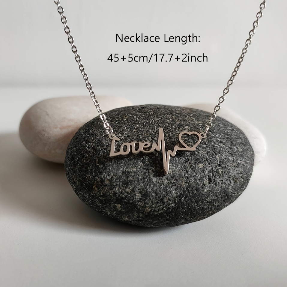 Women's 18K Gold Plated Heartbeat Personalized Hollow Heart Necklace